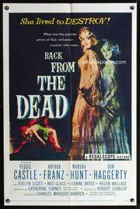 h068 BACK FROM THE DEAD one-sheet movie poster '57 Peggie Castle, horror!
