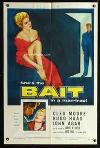 h071 BAIT one-sheet movie poster '54 sexiest bad girl Cleo Moore image!