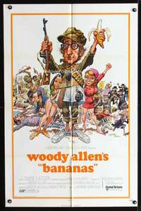 h073 BANANAS one-sheet movie poster '71 Woody Allen, Jack Davis art!