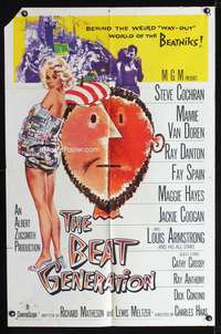 h080 BEAT GENERATION one-sheet movie poster '59 Mamie Van Doren, beatniks!