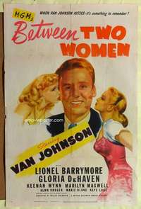 h088 BETWEEN TWO WOMEN one-sheet movie poster '45 Van Johnson & babes!