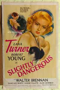 h003 SLIGHTLY DANGEROUS D one-sheet movie poster '43 sexiest Lana Turner!