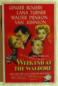 h004 WEEK-END AT THE WALDORF style C one-sheet movie poster '45 Ginger, Lana