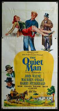 k028 QUIET MAN three-sheet movie poster '51 John Wayne, Maureen O'Hara, Ford