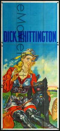 k050 DICK WHITTINGTON stage play English three-sheet movie poster '30s cool!
