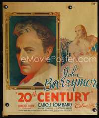 k124 20th CENTURY jumbo window card movie poster '34 Barrymore, Carole Lombard