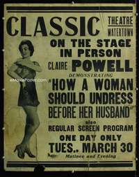 k152 HOW A WOMAN SHOULD UNDRESS BEFORE HER HUSBAND stage show window card movie poster '40s
