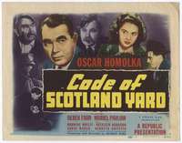 m045 CODE OF SCOTLAND YARD movie title lobby card '48 Homolka, English!