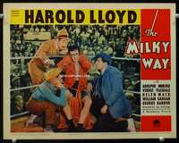 m011 MILKY WAY movie lobby card '36 Harold Lloyd in boxing ring!