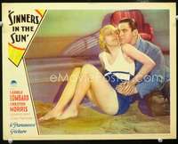 m768 SINNERS IN THE SUN movie lobby card '32 sexy Lombard in swimsuit!