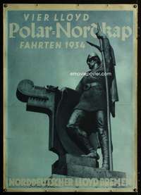 n026 POLAR = NORDKAP German travel poster '34 Viking!