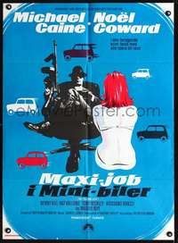 p019 ITALIAN JOB Danish movie poster '69 Caine, cool Stevenov art!