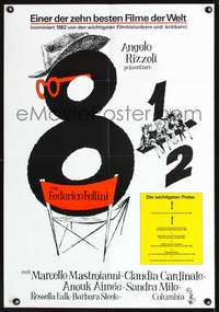 p329 8 1/2 German movie poster R82 Federico Fellini, Mastroianni
