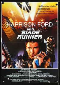 p357 BLADE RUNNER German movie poster '82 Harrison Ford, Ridley Scott