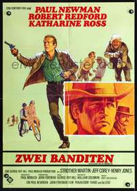p372 BUTCH CASSIDY & THE SUNDANCE KID green German movie poster '69