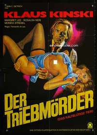 p385 COLD-BLOODED BEAST German movie poster '71 Kinski, sexy Morf art!