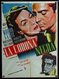 p238 LA CORONA NEGRA Mexican movie poster '51 Juanino art!
