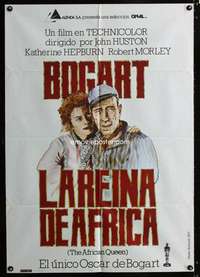 p102 AFRICAN QUEEN Spanish movie poster '52 Bogart,Hepburn,different!