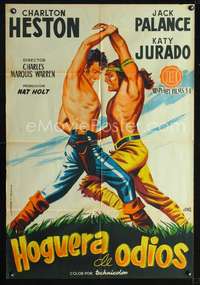 p105 ARROWHEAD Spanish movie poster '53 Charlton Heston, Jano art!