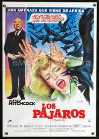 p110 BIRDS Spanish R84 Alfred Hitchcock, art of Jessica Tandy attacked by birds!