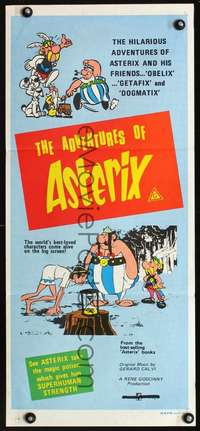 s591 ADVENTURES OF ASTERIX Australian daybill movie poster '76 cartoon!
