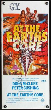 s558 AT THE EARTH'S CORE Australian daybill movie poster '76 sci-fi artwork!