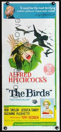 s541 BIRDS Australian daybill movie poster '63 Alfred Hitchcock, Hedren