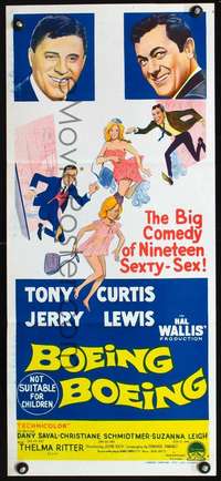 s531 BOEING BOEING Australian daybill movie poster '65 Tony Curtis, Lewis