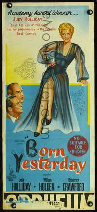 s528 BORN YESTERDAY Australian daybill movie poster '51 Judy Holliday