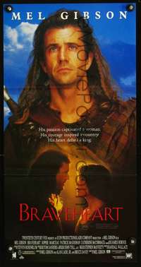 s524 BRAVEHEART Australian daybill movie poster '95 Mel Gibson, Scotland!