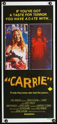 s493 CARRIE Australian daybill movie poster '76 Spacek, Stephen King