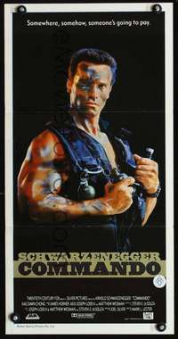 s466 COMMANDO Australian daybill movie poster '85 Arnold Schwarzenegger