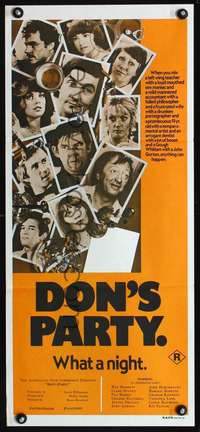 s422 DON'S PARTY Australian daybill movie poster '76 early Bruce Beresford!