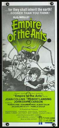 s410 EMPIRE OF THE ANTS Aust daybill '78 H.G. Wells, great Drew art of monster attacking!