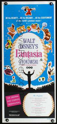 s398 FANTASIA Aust daybill R70s Disney musical cartoon classic, Mickey Mouse!