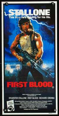s389 FIRST BLOOD Australian daybill movie poster '82 Stallone as Rambo!
