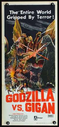 s352 GODZILLA ON MONSTER ISLAND Australian daybill movie poster '72 Gigan!