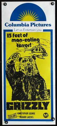 s334 GRIZZLY Australian daybill movie poster '76 wacky man-eating bear!