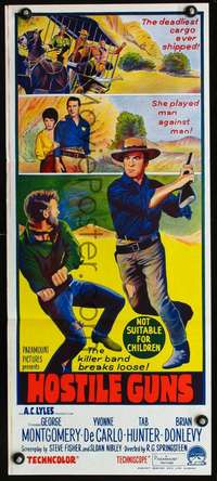 s310 HOSTILE GUNS Australian daybill movie poster '67 George Montgomery