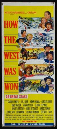 s308 HOW THE WEST WAS WON yellow style Australian daybill movie poster '64