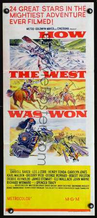 s309 HOW THE WEST WAS WON white Australian daybill movie poster '64 Ford