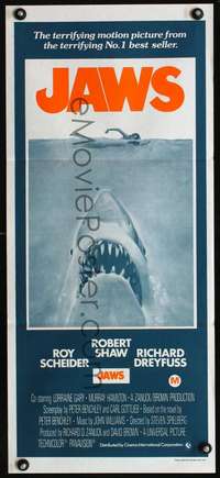 s286 JAWS Australian daybill movie poster R70s Spielberg classic shark!