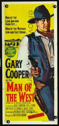 s236 MAN OF THE WEST Australian daybill movie poster '58 tough Gary Cooper!
