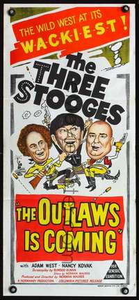 s191 OUTLAWS IS COMING Australian daybill movie poster '65 3 Stooges!