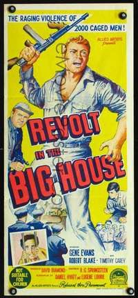 s144 REVOLT IN THE BIG HOUSE Australian daybill movie poster '58 caged men!
