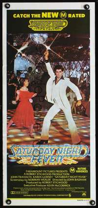 s123 SATURDAY NIGHT FEVER M rated Australian daybill movie poster '77 disco!