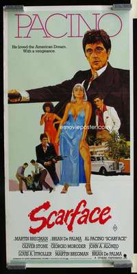 s121 SCARFACE Australian daybill movie poster '83 Pacino, Brian De Palma