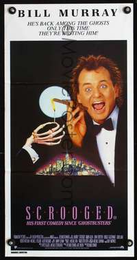 s120 SCROOGED Australian daybill movie poster '88 Bill Murray, great image!