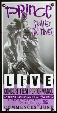 s112 SIGN 'O' THE TIMES Australian daybill movie poster '87 Prince concert!