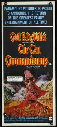 s065 TEN COMMANDMENTS Australian daybill movie poster R72 Heston, DeMille